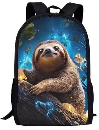 xixirimido Kinder-Schulrucksack für Jungen und Mädchen, Schulterrucksack, Tagesrucksack, Faultier Galaxie, Einheitsgröße, Lässiger Tagesrucksack
