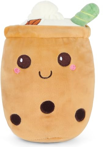 Mineup Bubble Tea Plush Pillows, Plushie Bubble Tea Plushi Doll Plush Soft Pillow Stuffed Toy Milk Tea Cup Shaped Hugging Cushion Children's Toy Birthday Gift (Brown, 25cm)