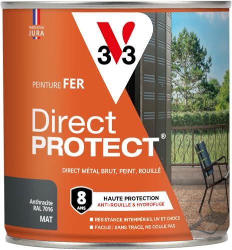 V33 Peinture fer Direct Protect - Anthracite RAL 7016 Mat - 0,5L