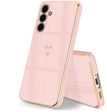 HopMore Coque pour Samsung Galaxy S24 5G Etui de Protection en Silicone pour Samsung S24 5G, Souple Étui en Motif Coeur Antichoc Fine Slim Housse Protection Case Cover pour Galaxy S24 5G, Rose