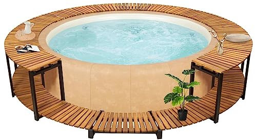 Willood Whirlpool-Verkleidung 273x53 cm Akazie Massivholz Akazienholz Massiv Witterungsbeständig Umrandung Poolumrandung Poolverkleidung 273x53cm Aluminiumrahmen