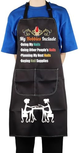 AKTAP Funny Nail Tech Gift Apron My Hobbies Include Doing My Nails Apron with Pockets Nail Boss Gift Nail Artist Salon Gift (Nail Artist Apron)