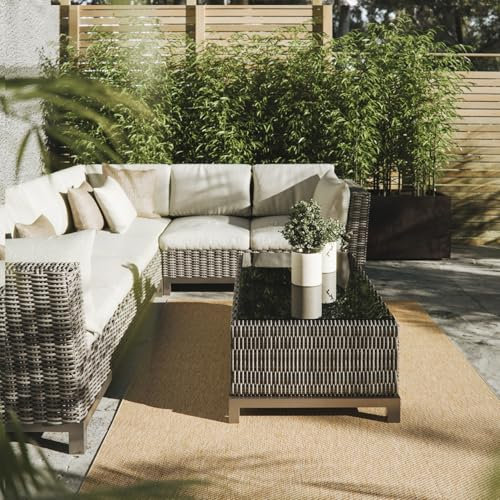 Interiyou Outdoor Teppich Wetterfest Asti - 300x400 cm Beige - Jute Optik - Wasserfest für Balkon, Terrasse, Garten - Outdoorteppich passend auch für Wohnzimmer, Schlafzimmer und Küche