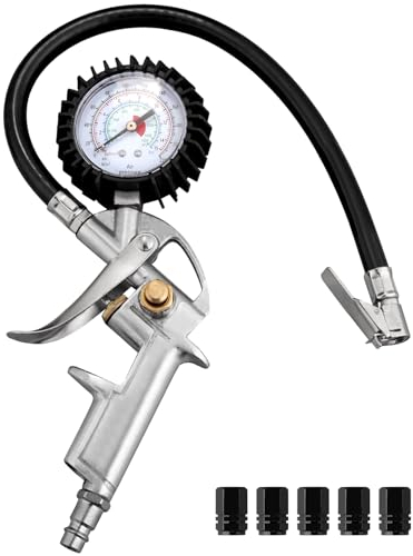 ALLmeter Digitaler Reifendruckprüfer Reifenfüller Multifunktional Luftdruckprüfer Manometer Reifendruckmesser Messbereich 220PSI 0-15 bar mit Ventil Kern Werkzeug für Auto Motorrad Lkw PKW und Fahrrad