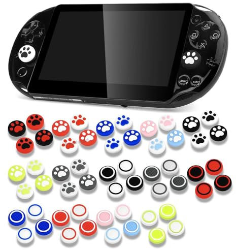 4PCS Silicone Thumbstick Grip Cap Joystick Analog Protective Cover Case for Psvita PS Vita PSV 1000 2000 Slim Game Console (Dot Black Red)