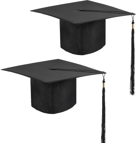 YiliYa 2 Pcs Bachelor Hut Doktorhut Graduation Hut Cap Absolventenkappe Studentenhut Verstellbar Bachelor Abschluss für Abschlussfeiern vom Studium Universität Hochschule Abitur Schwarz