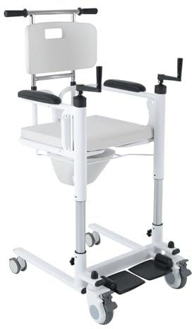 Patientenlifter-Transferstuhl, Toilettenstuhl für Senioren mit Rollen, Einstellbare Höhe, Patientenlifter Rollstuhl für Zuhause, Lift-Rollstuhl für Zuhause, 120kg Maximale Tragfähigkeit