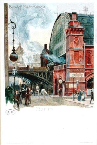 PSVDCTOO Gefeiert Wandbilder Kunst Poster Poster Bilder Der Bahnhof in der Friedrichstraße Berlin von Heinrich Kley Vintage Wandbild für Heimdekoration 60x90cm