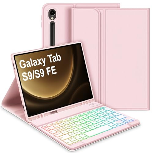 Bettdow Tastiera Custodia per Samsung Galaxy Tab S10 FE 10.9 2025, Layout Italiano Tastiera Retroilluminata Staccabile e Cover Custodia per Tab S10 FE/ S9 FE 10.9 Pollici/Tab S9 11 Pollici, Rosa