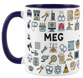 Purely Home Custom Police Officer Mug - Humourous Policeman/Policewoman Novelty Gift - Tea/Coffee Navy Blue Ceramic Cup Personalised Present for Police Officers