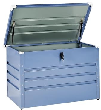 Beliani Aufbewahrungsbox Blau Stahl Metall-Gartentruhe Kissenbox | Metall, Galvanisiert, Belastbarkeit 30 kg, Für den Außenbereich, 100 x 62 x 64 cm, UV-beständig