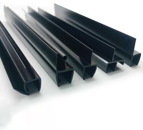 Bath Shower Screen Seal Strip Toilet Bathroom Black Rubber Shower Door bottom Seal Strip 1 Metres Long Shower Seals Fits 6-12mm Glass for Vertical Screens or Doors, 7 styles available