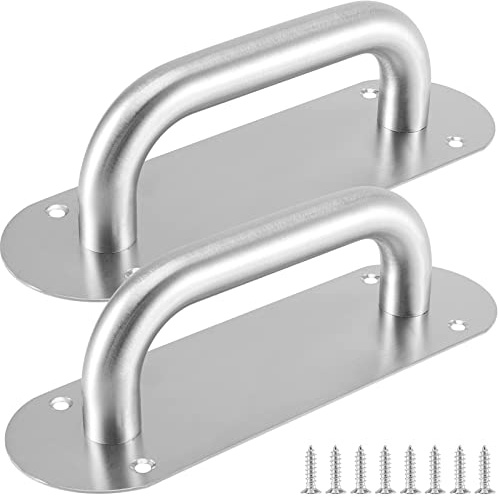 MUNGHOK 2 Stück Edelstahl Schiebetürgriffe 208 mm Lochabstand, 279x65 mm groß Türgriffe mit Schrauben, Edelstahl Toilette Türgriffe Schrankgriffe mit Platten für Holztür, Garten, Schranktür, Balkontür