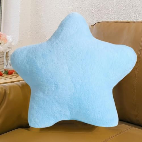 AQCQDQ Kuschelkissen Kinder, Sternkissen, Kissen Stern Kinderzimmer, Weiche Flauschiges Sternform Dekokissen für Mädchen und Jungen (Blau,50 cm)
