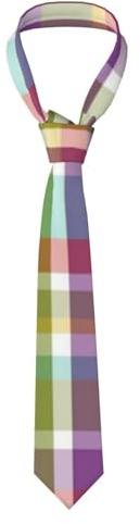 Poadnly Cuadros Madrás color lima,Corbatas para hombre Corbatas de poliéster Novedad Corbata delgada para fiesta de bodas