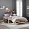 Homestyle4u Bett Holzbett 100x200 mit Lattenrost Palettenbett Massivholzbett Einzelbett Bettgestell Kiefer Holz Natur