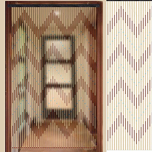 Holzperle Türvorhang für Balkon CT Schutz 31 Stränge 90x200cm Fadenvorhang Design