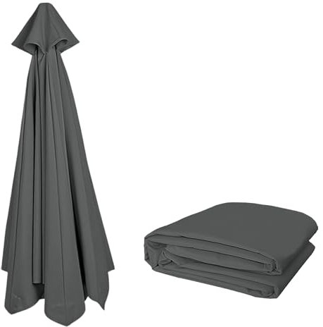 3.50M Toldo de Repuesto para Sombrilla de Terraza | Repuesto Paraguas Resistente Y Grueso | Cubierta de Toldo de 8 Varillas | Protección UV y Resistente Al Agua | Solo Tela de Parasol(Gray)