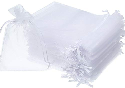 Time to Sparkle 25 Pcs Organza Gift Bags - White 30x40cm | Wedding Party Favour Jewellery Packing Pouches