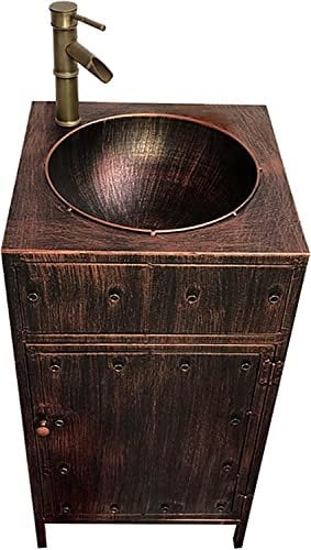 FHSLKXIM Meuble De Salle De Bain sur Pied, Meuble sous-Vasque, Style Industriel, Amovible, en Cuivre Rouge, sans Miroir