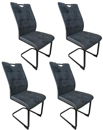 HTI living Schwingstuhl Mateo Grau 4er-Set Esszimmerstuhl Freischwinger