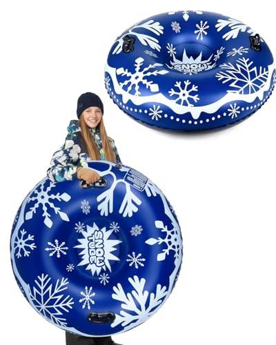 Abahub Aufblasbare Schlitten Snow Tube Reifen Schlitten Reifenschlitten mit Griffen für Erwachsene Doppelter Schutz für Winter Outdoor Sport 110 * 110 * 30CM