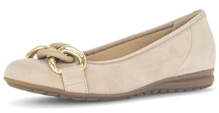 Gabor Damen Klassische Ballerinas, Frauen Ballerinas,elastisch,gepolstert,polsterung,pink,Wide-fit,h-Weite,Cherry,Oak (Uni+Gold),43 EU / 9 UK