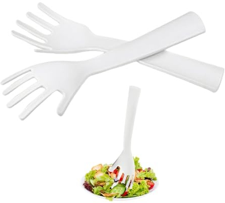 2 posate da insalata in plastica, per insalata, divertenti, posate da insalata, posate da insalata e manico in plastica, per ingredienti, per campeggio, casa, viaggi