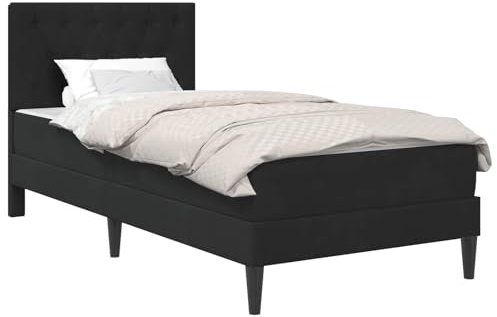 vidaXL Bettgestell mit Matratze mit Kopfteil Schwarz 90 x 200 cm Samt, Stylische Schlafzimmermöbel, modernes Bett mit Matratze, weicher Rahmen, rechteckiges Design, einfacher Aufbau