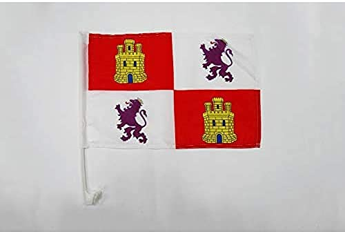 AZ FLAG Bandera de Coche Castilla Y León 45x30cm - Banderina Auto Castellanoleonesa 30 x 45 cm, Banderita ventana coche, Car Flag