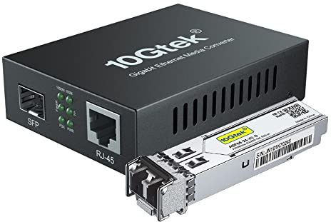10Gtek® Gigabit Ethernet Medienkonverter, SFP Slot mit SFP SX Modul, Multi-Mode Dual LC Faser, 850nm, 550-Meter