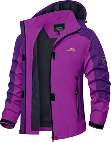 TACVASEN Donna Giacca Trekking Giacche all'Aperto Sportiva Traspirante con Cappuccio Removibile, Viola