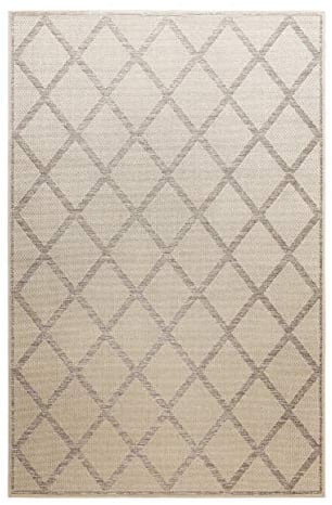 Homie Living I Moderner Flachgewebe Kurzflor Teppich - Läufer für Küche, Esszimmer, Flur I Bergamo I (120 x 170 cm, Beige Grau)