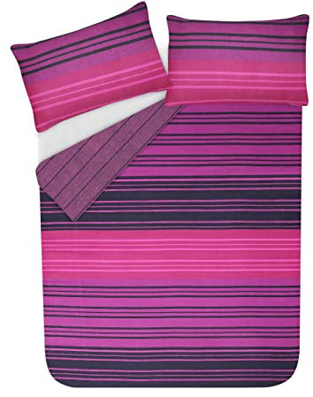 Sleepdown Set copripiumino reversibile, con motivo a righe, colore: viola, 1 pezzo