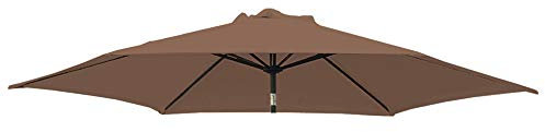 Green Bay 2.5m/6 Arms Replacement Parasol Garden Patio Umbrella Fabric Canopy Cover (Coffee)