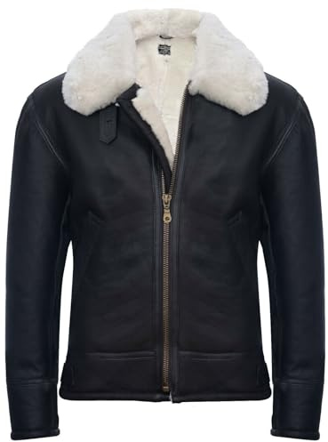 Infinity Leather Herren B3 Shearling Schaffell WW 2 Bomber Leder Jacke