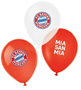 Amscan 9906514 - FC Bayern München Latex-Luftballons, 6 Stück, Größe 27,5 cm / 11, mit Luft / Helium befüllbar, Partydeko für die Feier beim Fanclub oder die Fußballparty, Rot,blau,weiß