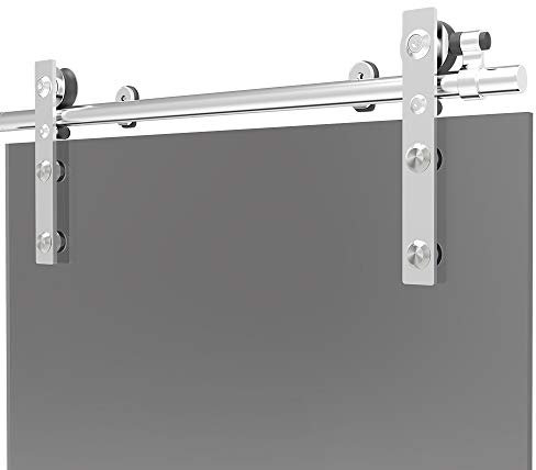 Kit Porta Scorrevole da 5FT / 152 cm con Binario Scorrevole, Acciaio inossidabile Armadi Scorrevoli Kit, per Porta Scorrevole a Vetro Singolo