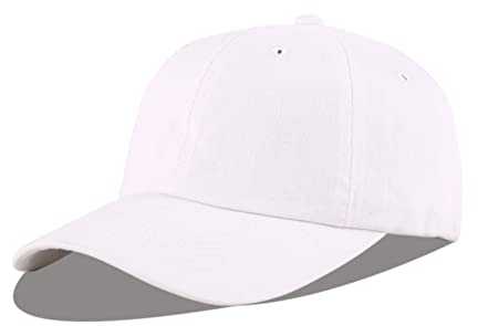 LANGZHEN Unisex Baseball Cap 100% Baumwolle Passt Männer Frauen Washed Denim Einstellbare Dad Hat(Original Weiß, One Size)
