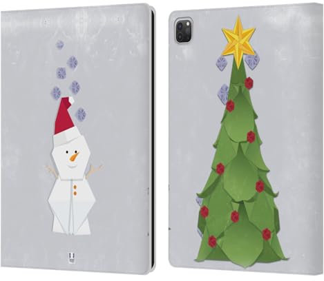 Head Case Designs Schneemann Origami Xmas Leder-Wallet-Hülle Kompatibel mit Apple iPad Pro 12.9 2020/2021/2022