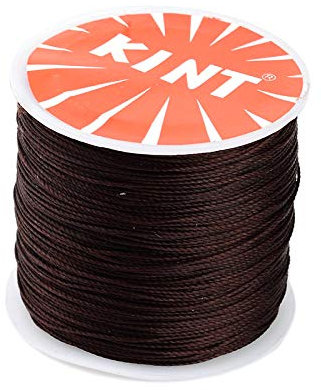 Cheriswelry Cordoncino rotondo in poliestere cerato da 0,5 mm, filo intrecciato per perline, con rocchetto, per gioielli fai da te, macramè, marrone cocco