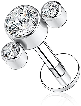 AROWRO G23 Titan Monroe Lip Piercing Schmuck 16G Lippenringe Labret Ohrstecker Innengewinde Helix Tragus Knorpel Conch Ohrring Frauen Mädchen Piercing Schmuck CZ 10mm