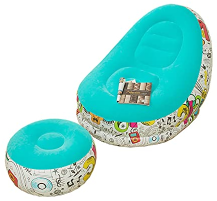 CANDeal Aufblasbarer Sessel, Garten Aufblasbares Sofa, Relaxsessel Fernsehsessel TV Sessel Luftsessel mit Fußhocker, Aufblasmöbel Lounge, Tragbar Sitzsack, fauler Klubsessel für Hof, Zuhause