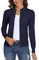 Aottori Cardigan Zippé Femmes à Manches Longues Veste en Maille Manteau Col Montant Sweat-Shirt Côtelé Pull Casual Marine M
