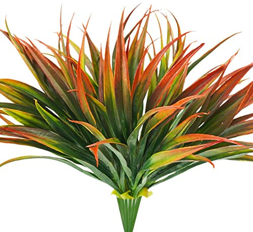 Phliofd Lot de 6 Fausses Plantes artificielles en Plastique résistant aux UV - 43,9 cm - pour Maison, fenêtre, Jardin, Bureau, terrasse, Pot de Fleurs à Suspendre - pour allée, Porche Avant - Rouge