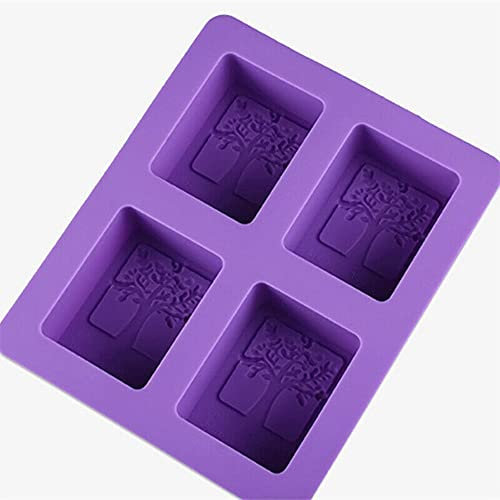 Moldes Para Jabones 4 cavidades rectángulo vida árbol de silicona jabón molde BRICOLAJE Molde de la torta del arte artesanal Moldes de silicona hechos a mano for el molde de la vela de jabón Moldes De