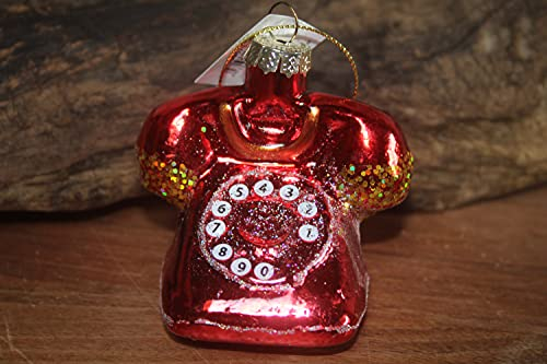 Glasanhänger Telefon rot, Christbaumschmuck, Weihnachtsbaumanhänger, Weihnachtsdeko Telefon