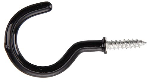 50 x Cup Hook Screw in Shouldered Black Plastic Coated 25MM 1 INCH