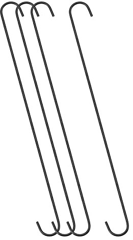 sourcing map 4 Stück S Haken Groß 20 Zoll/500mm Haken zum Einhängen, geeignet für Innen und Außenbereich Küche, Wohnzimmer, Bad, Garten, Garderobe Schwarz
