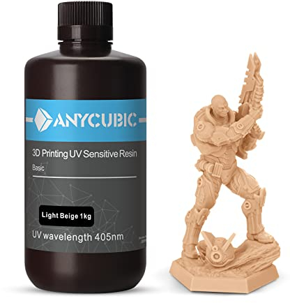 ANYCUBIC 3D Drucker Resin, UV 405nm Standard Rapid Photopolymer Resin, mit Hoher Genauigkeit und Schneller Aushärtung und Hervorragender Fließfähigkeit für den LCD DLP 3D Printer (Beige,1000g)